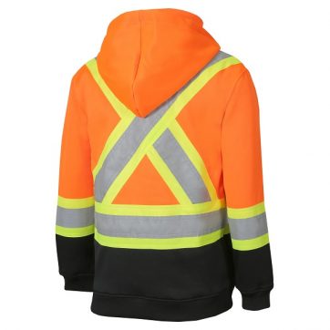 Amsal Inc. - Jackfield hooded polar fleece sweatshirt with stripes for women orange 71-713RO_back