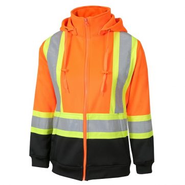 Amsal Inc. - Jackfield hooded polar fleece sweatshirt with stripes for women orange 71-713RO_front