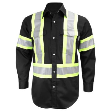 Amsal Inc - Gatts long sleeves shirt with reflective stripes black 625SX4 _front