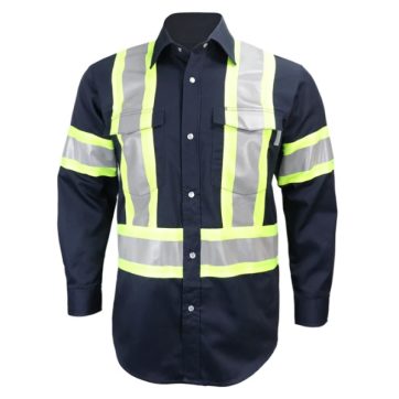 Amsal Inc - Gatts long sleeves shirt with reflective stripes navy 625SX4 _front